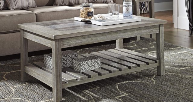 whitewashed wood coffee table