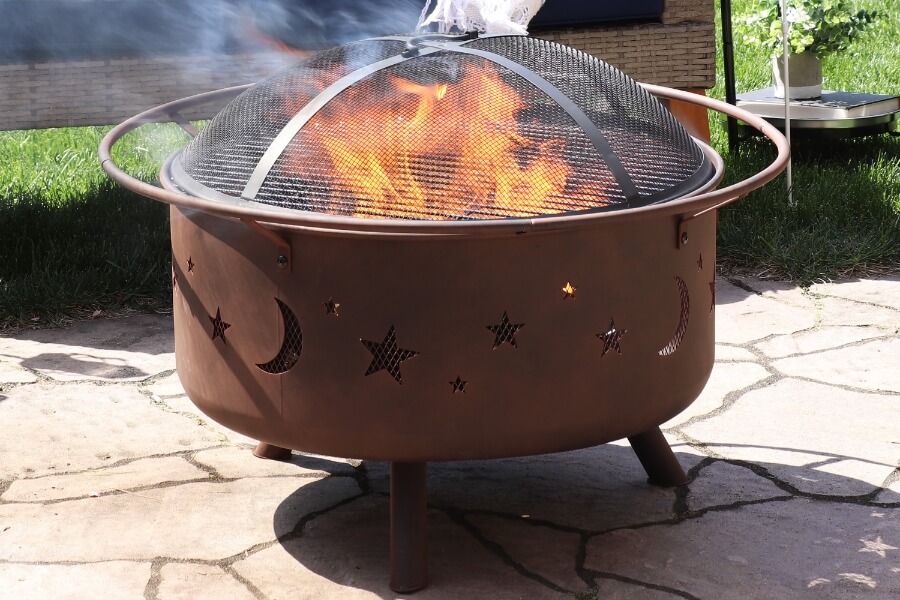 Sunnydaze Outdoor Cosmic Fire Pit with Wood Grill